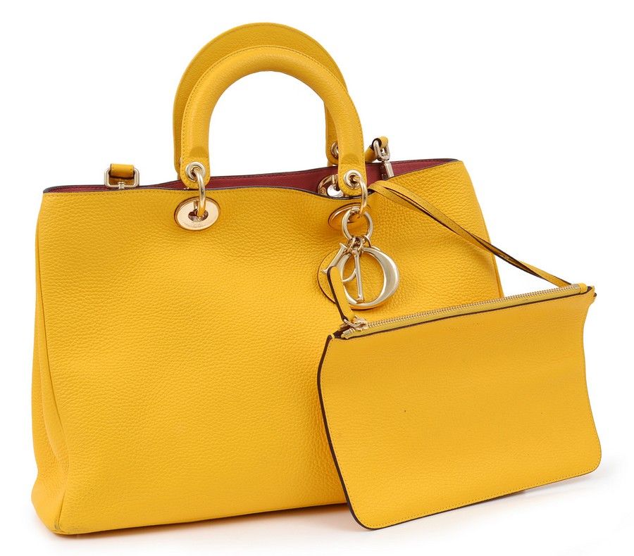 Yellow Leather Dior Handbag with Detachable Strap - Handbags & Purses ...