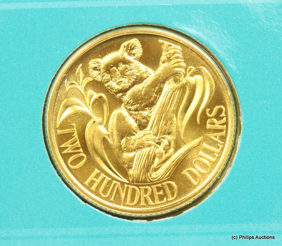 1986 Australian Koala Gold $200 Coin, Uncirculated in Sleeve