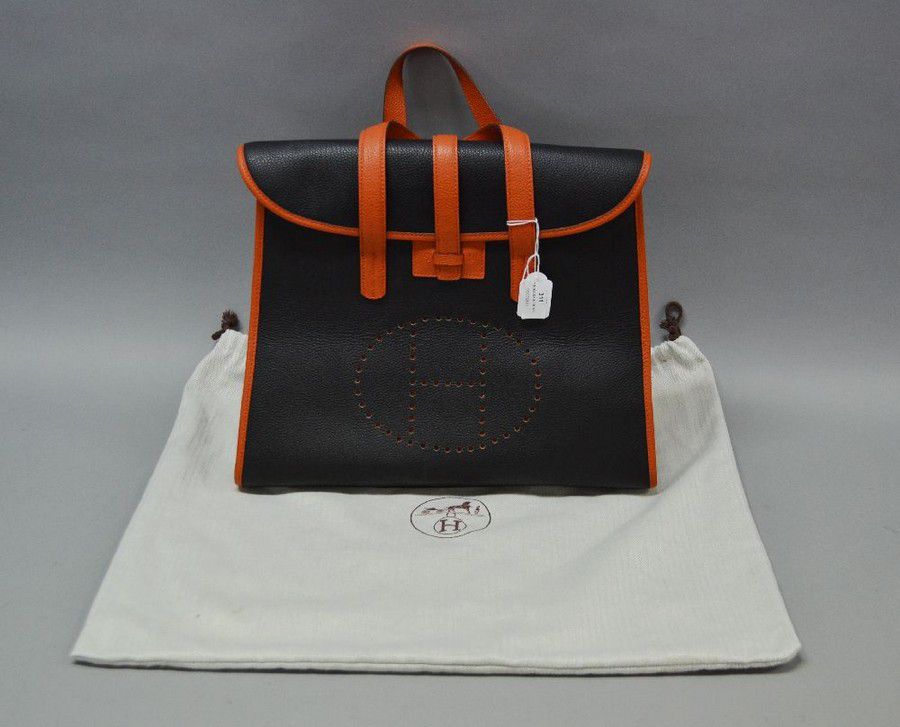 black and orange hermes bag