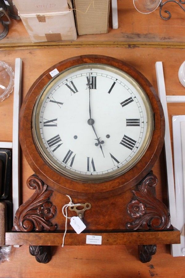 English Walnut Wall Clock 19th Century Needs Repair Clocks Wall