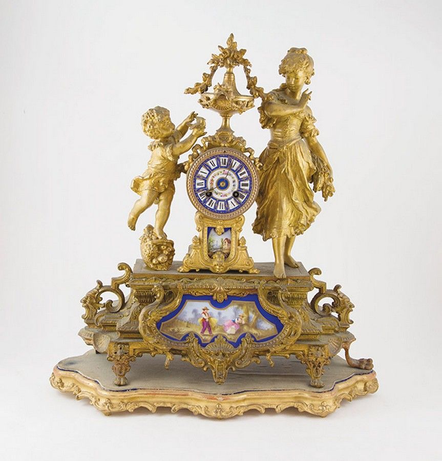 French Figural Mantle Clock with Gilt Metal Mounts - Clocks - Figural ...