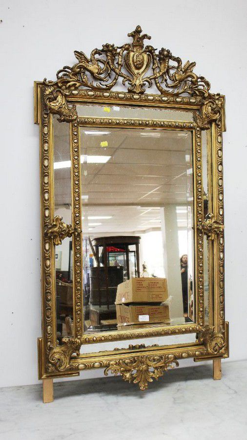 Antique French Gilt Mirror Cushion, Antique French Gilt Mirror