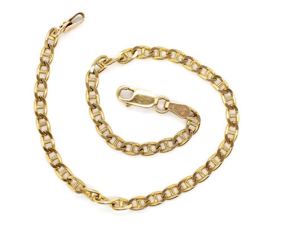 9ct Gold Mariner Chain Bracelet - 3.2g, 19cm - Bracelets/Bangles ...
