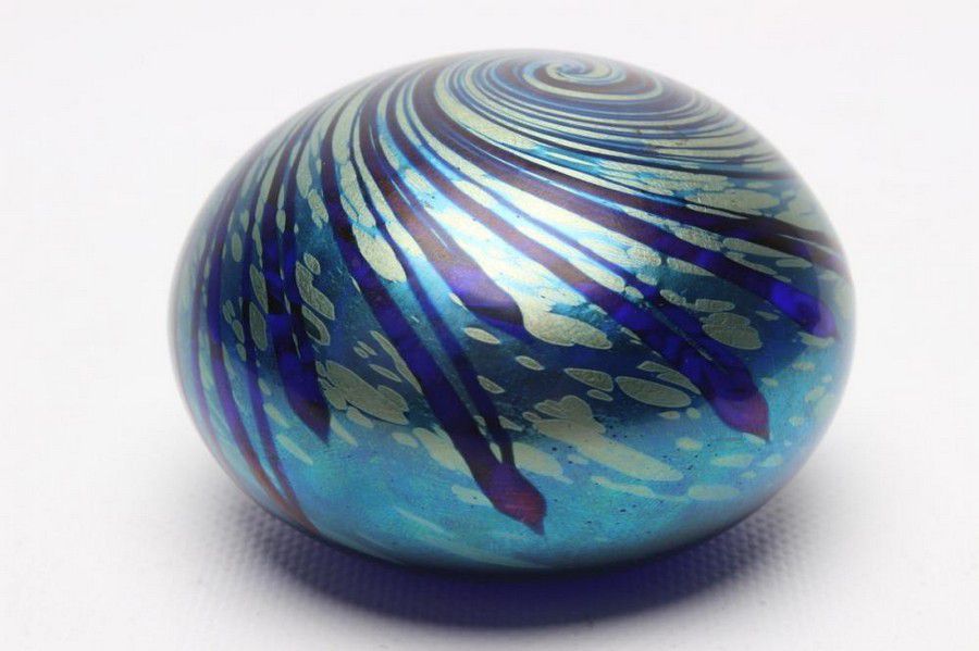 Swirling Blue and Green Glass Paperweight by Alan Fox - Paperweights ...