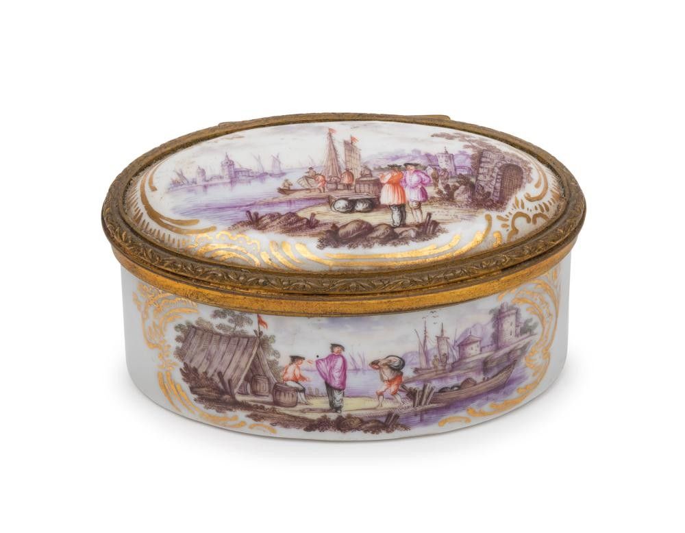 19th Century French Hand Painted Trinket Box with Gilt Metal - Boxes ...