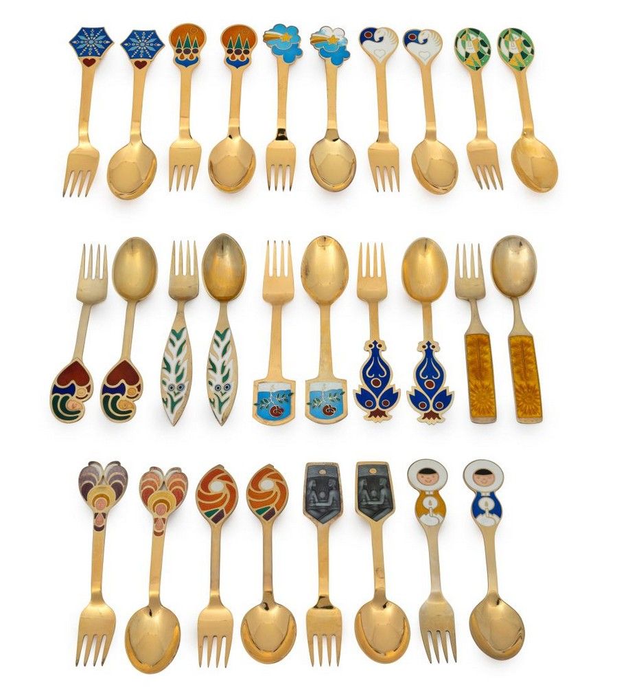 danish-silver-gilt-and-enamel-christmas-spoons-collection-flatware