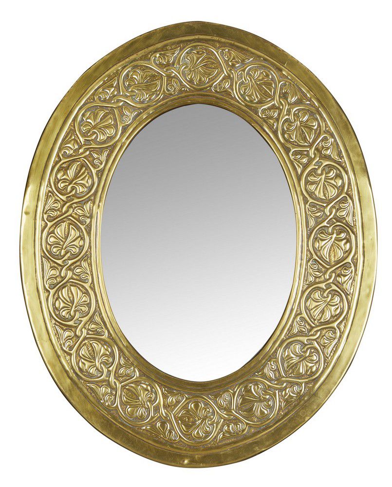 Arts & Crafts Brass Mirror with Repousse Foliage Design - Mirrors ...