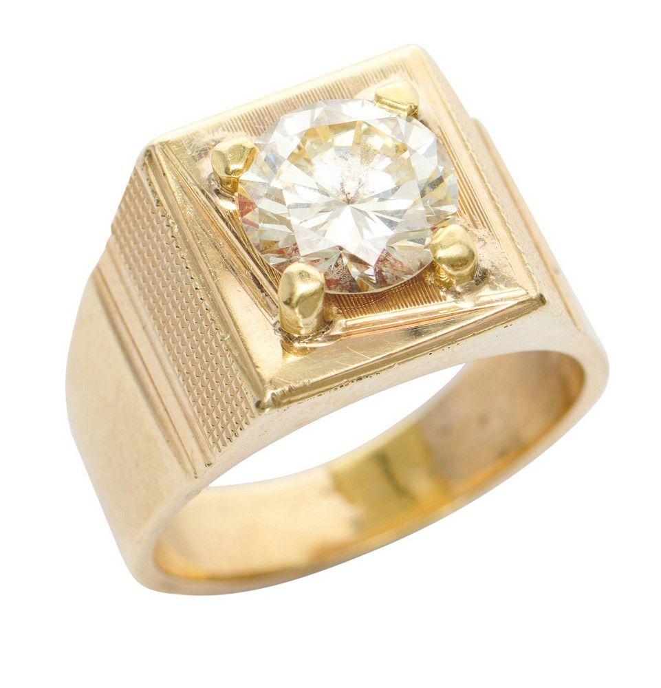 2.40ct Round Diamond Signet Ring in 9ct Gold, Size Q - Rings - Jewellery