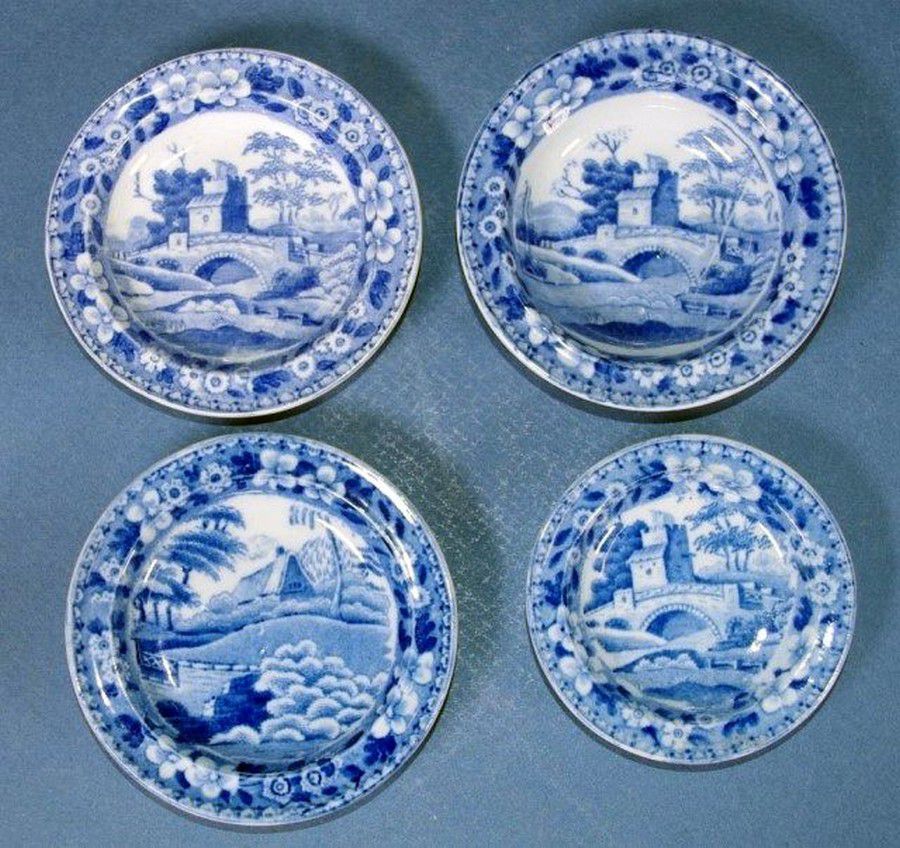 Spode Children's Dinner Plates, C.1820, Blue & White Patterns - Baby ...