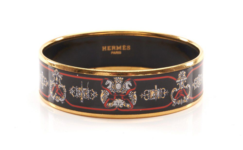Multicoloured Enamel Hermes Bangle in Gold Metal - Bracelets/Bangles ...