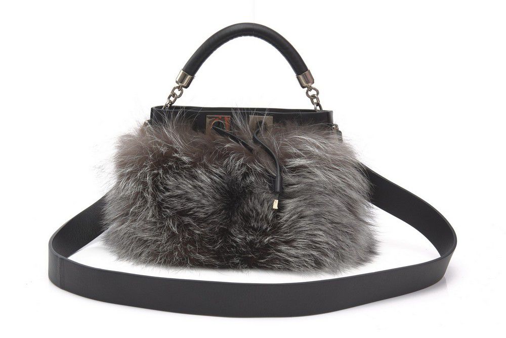 Moncler Leather and Rabbit Fur Handbag with Detachable Strap - Handbags ...