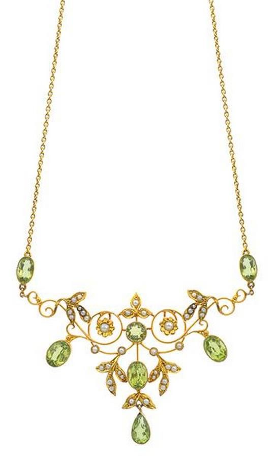 Vintage Mabè Pearl and Peridot Necklace