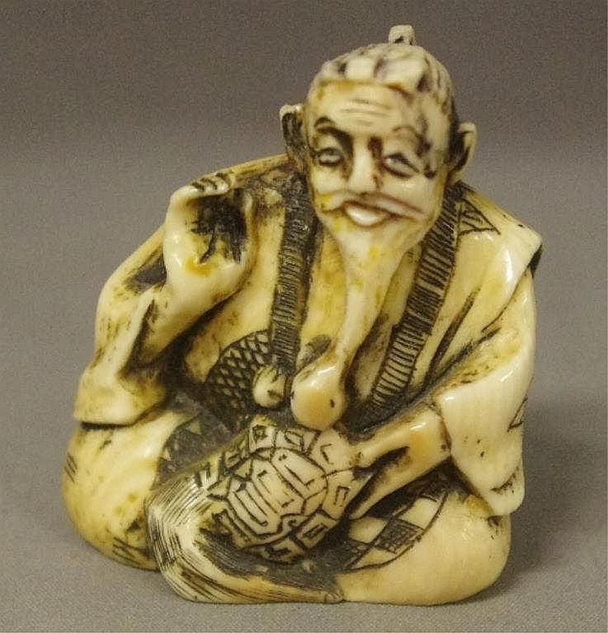 1920 S Japanese Ivory Netsuke Of Carved Gentleman Netsuke Oriental