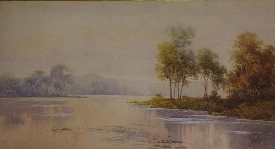 Watercolour River Landscape by Neville Cayley - Watercolours, Other ...