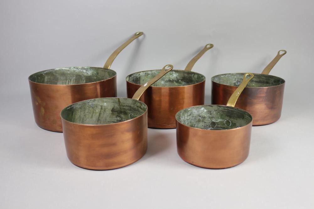 French copper saucepans set (6 pcs) Copper Metalware