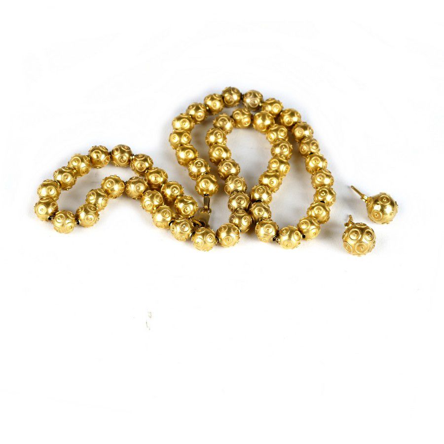 Gold Bead Necklace and Earring Set Necklace/Chain Jewellery