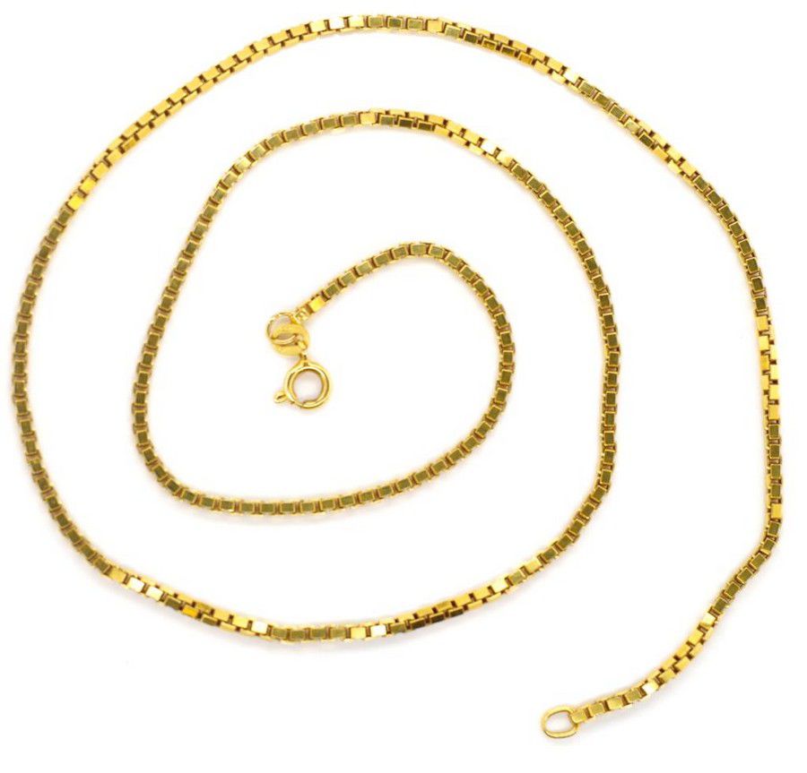18ct Italian Yellow Gold Box Chain - 50cm Length - Necklace/Chain ...