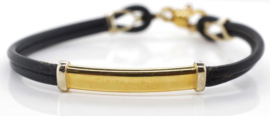 Distressed 18ct Gold & Rubber Bangle - 9.5g - Bracelets/Bangles - Jewellery