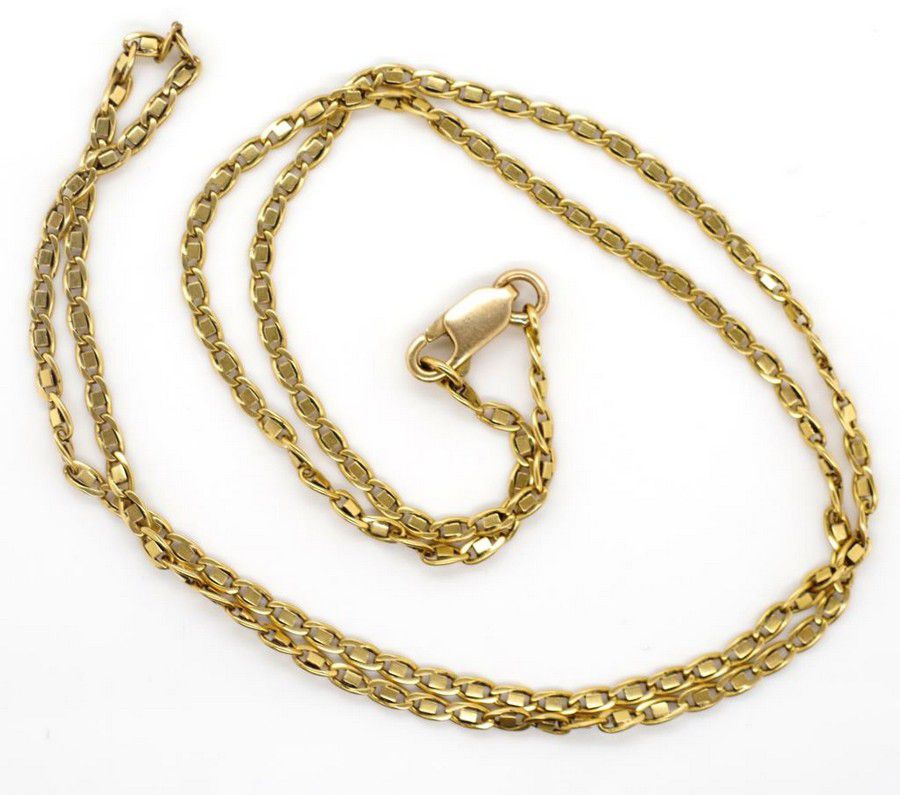 18ct Gold Chain Necklace with 9ct Clasp, 54cm Length - Necklace/Chain ...