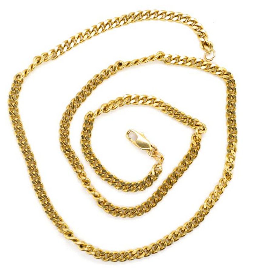 9ct yellow gold Cuban link necklace marked 375 Italy. Approx 19 ...