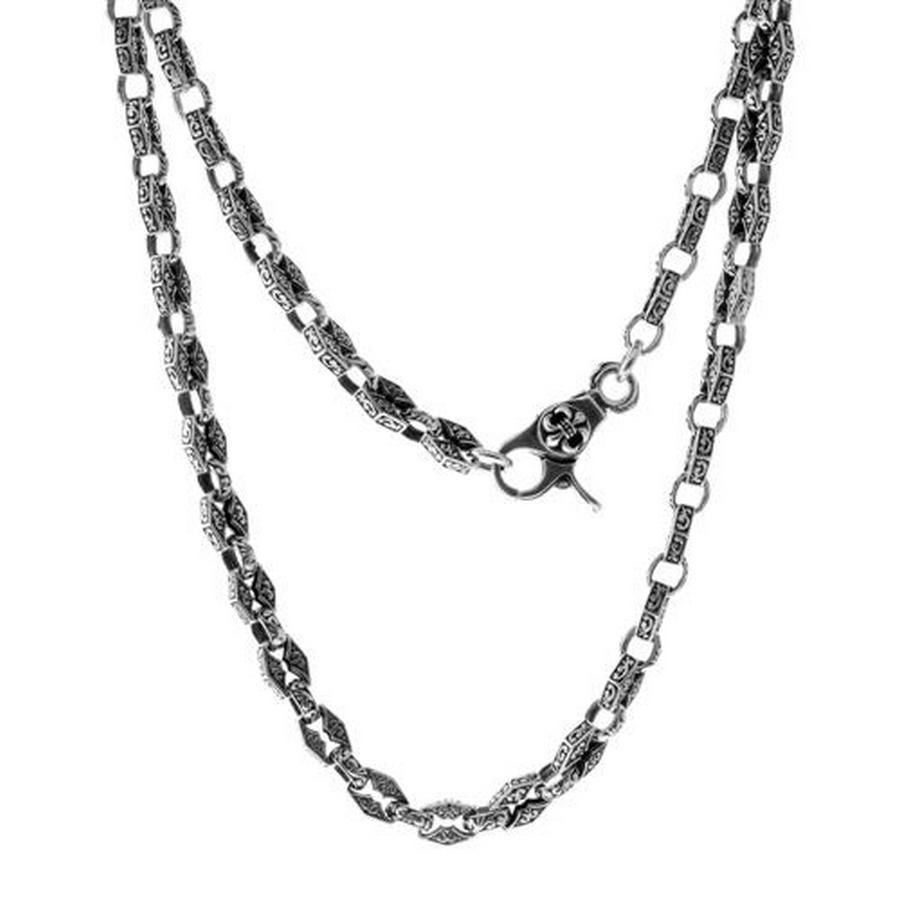 A sterling silver fancy link chain, length 80 cm, wt. 78.7g. - Necklace ...