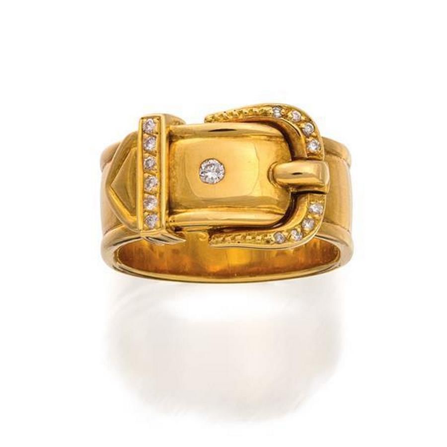 18ct gold and diamond 'Buckle' ring 