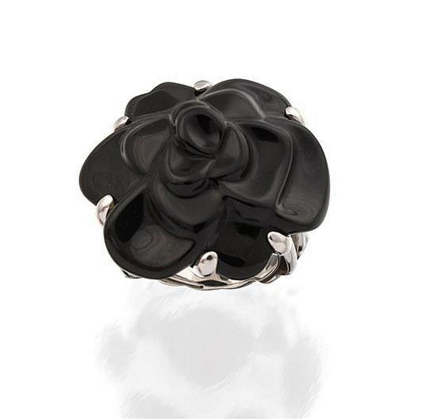 Chanel Onyx Camelia Ring - Rings - Jewellery