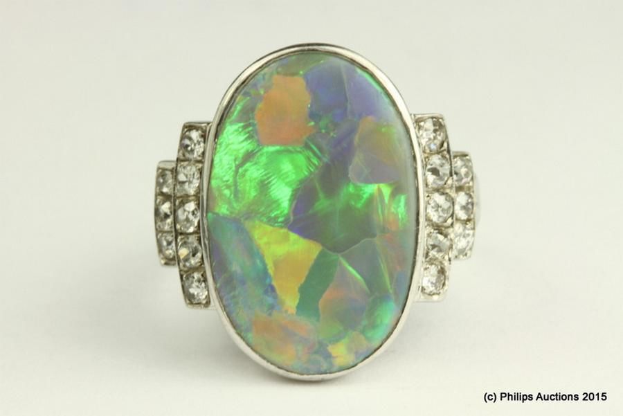 Harlequin Opal and Diamond Ring by Catanachs - Rings - Jewellery