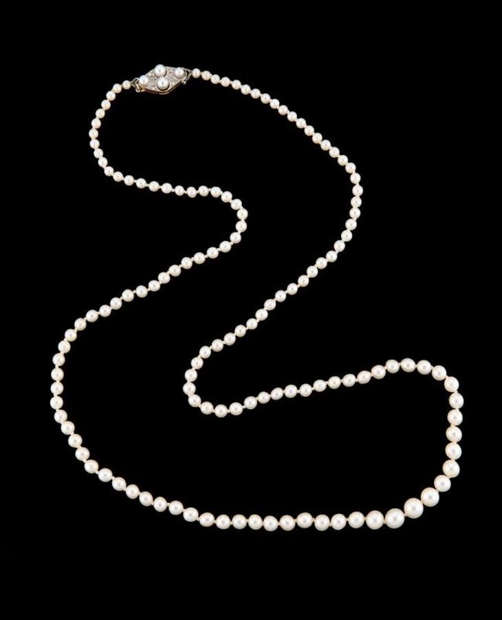 Palfrey Pearl Necklace with Diamond Clasp - Necklace/Chain - Jewellery