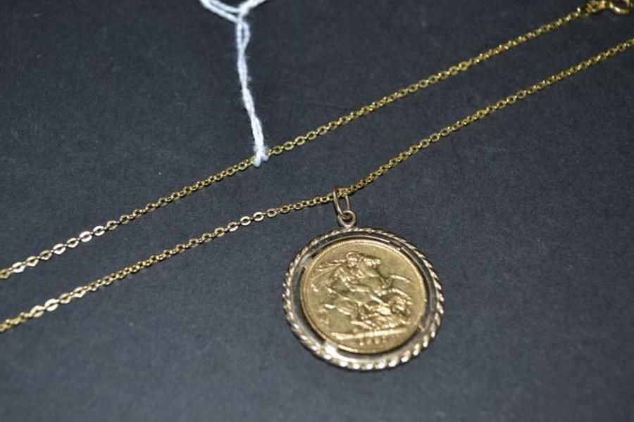 1891 Sydney Sovereign Gold Pendant on 18ct Gold Chain - Pendants ...