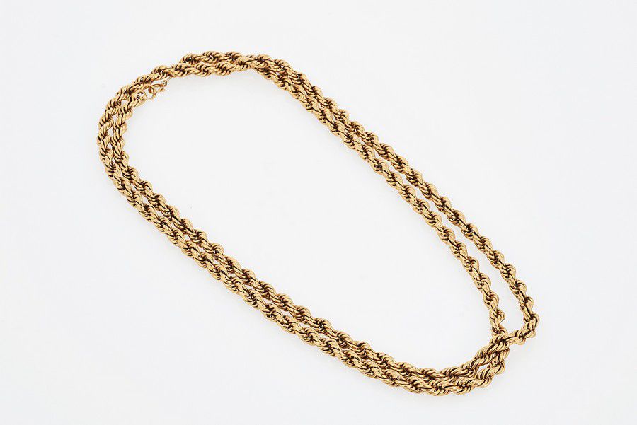 18K Yellow Gold Rope Necklace - 43.55g, 113cm - Necklace/Chain - Jewellery