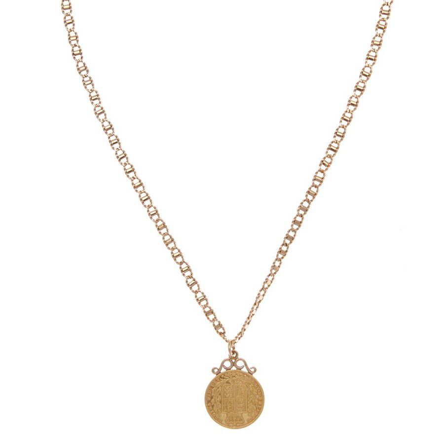 1853 Gold Sovereign Pendant on Fancy Chain - Pendants/Lockets - Jewellery