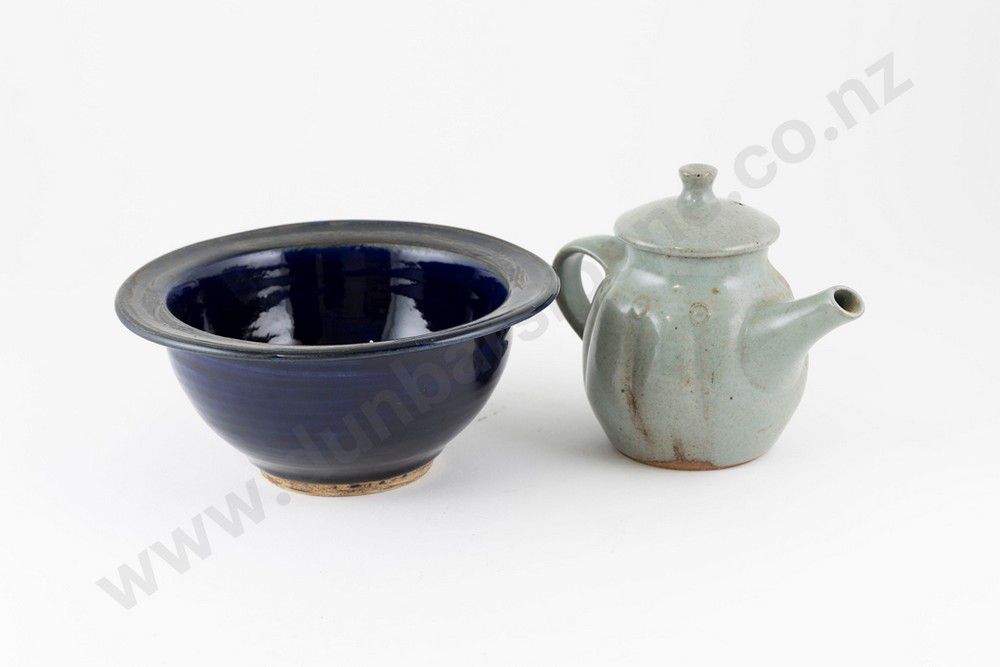 Unidentified Marked Small Teapot and Bowl from New Zealand New