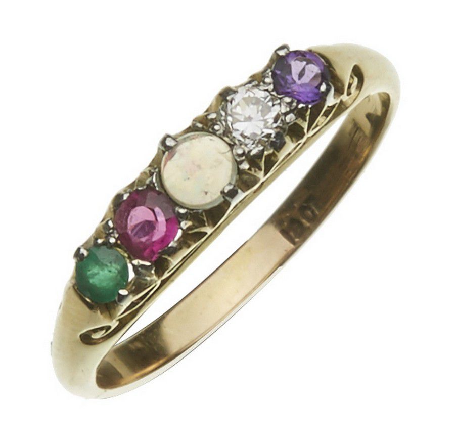 18ct Gold Gem-Set 'Adore' Ring in Size N - Rings - Jewellery