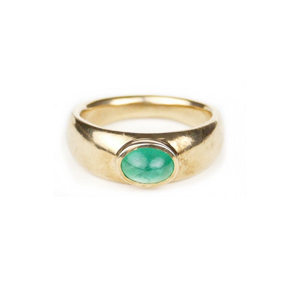 9ct Gold and Emerald Cabochon Ring - Rings - Jewellery