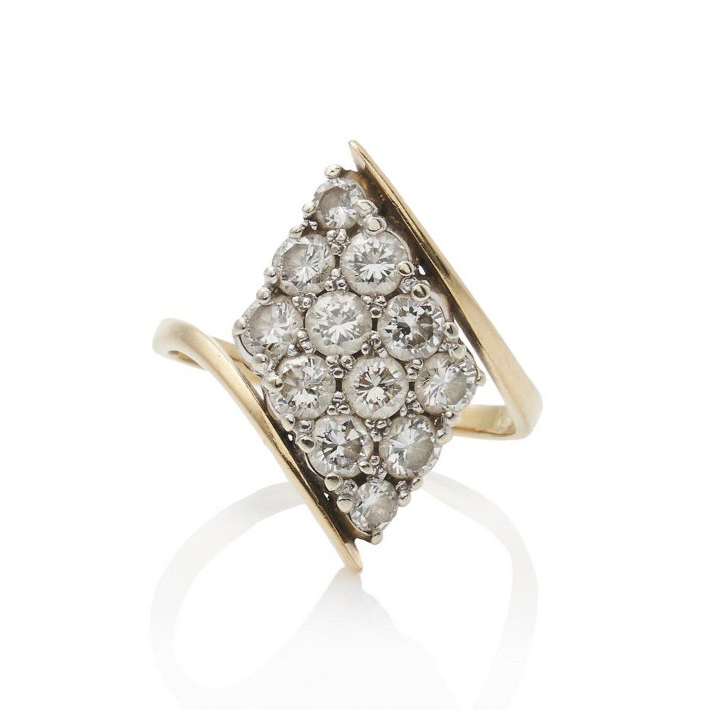 Handmade Diamond Cluster Ring in 18ct Yellow Gold - Rings - Jewellery