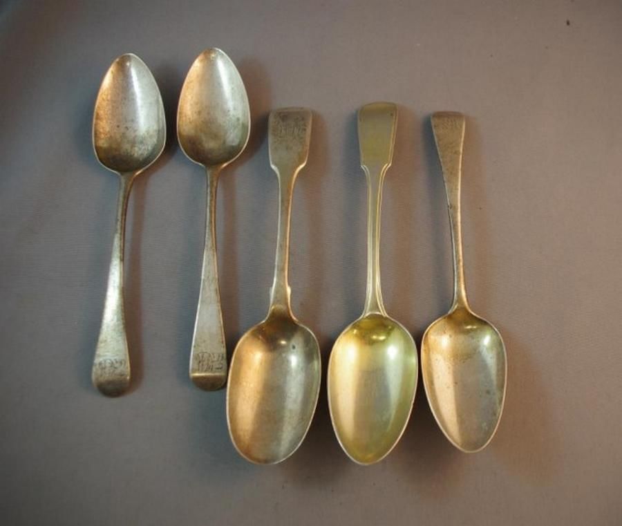 Antique Sterling Silver Dessert Spoons - Various Hallmarks - Flatware ...