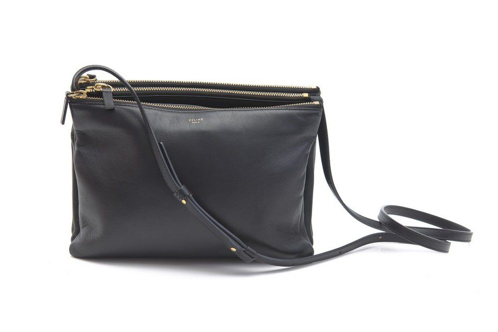 Black Leather Celine Trio Bag with Gold Hardware - Handbags & Purses ...