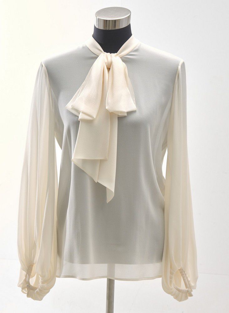 Cream Silk YSL Blouse, Size 40 - Clothing - Women's - Costume ...