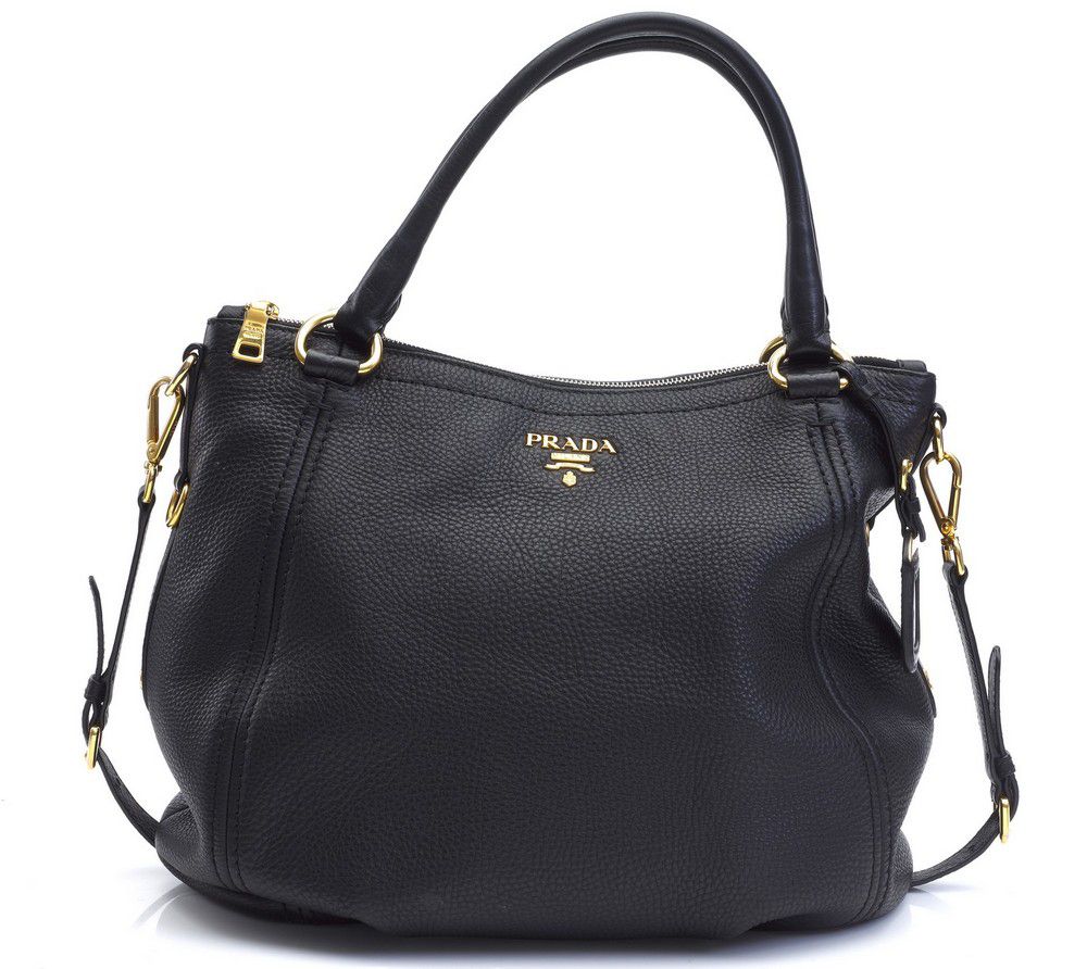 Prada Black Leather Handbag with Gold Hardware - Handbags & Purses ...