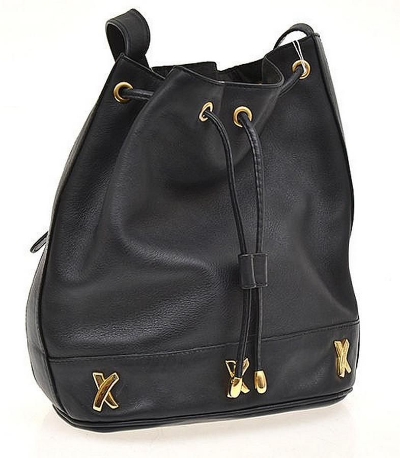 Paloma Picasso Navy Leather Handbag with Gold Hardware - Handbags ...
