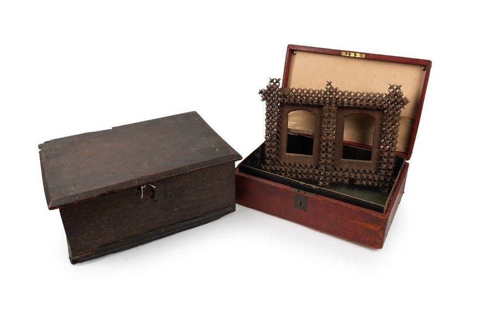 Antique Picture Frame, English Oak Box, Scarlet Leather Box - Coins ...