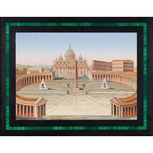A large Italian micro-mosaic panel depicting St. Peter's square,…