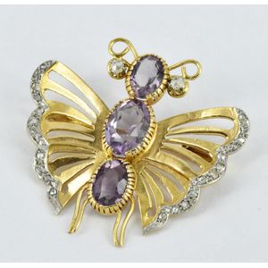 14K Yellow Gold Butterfly Brooch Pin ~ 2.9g