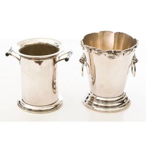 Two silver plate wine coolers, 20 cm and 18 cm high respectively