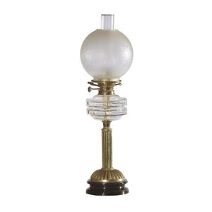 Victorian Oil Lamp with Frosted Globe Shade - Lamps - Kerosene, oil and ...