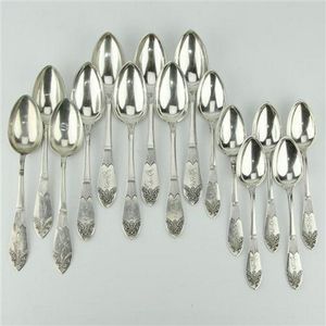 Russian Silver Spoon Set with Floral Detail and Monogram - Flatware ...