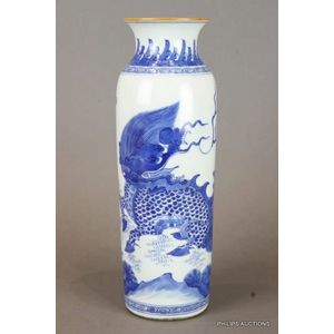 A Chinese blue and white dragon sleeve vase, 20th century the…