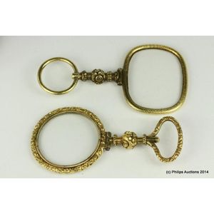 Two Squizzing glasses. Yellow gold cased, one designed as a…
