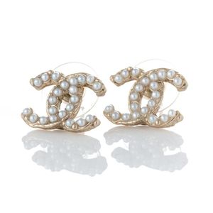 Chanel Pearl Cross Earrings with Stud Fittings - Earrings - Jewellery